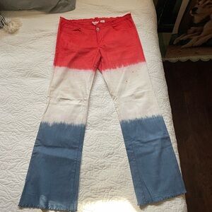 Carabella Collection 13/14 X-large Tie Dye Flare Pants Patriotic America Vintage
